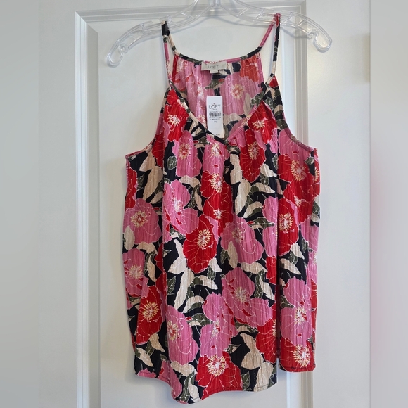 LOFT Pink and Red Floral Camisole Top Size Medium - Picture 1 of 3